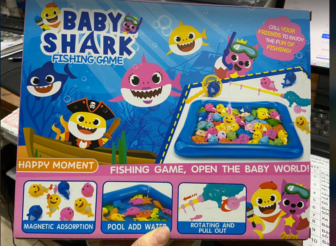 bộ Đồ chơi câu cá mini bể phao hình cá baby shark em bé cá mập Đồ chơi thông minh trẻ em vận động Cần câu cá mini quay MonShop
