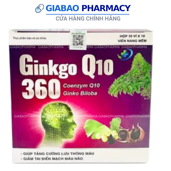 Ginko Q10 bổ não, giúp tăng cường tuần hoàn não Hộp 100 viên
