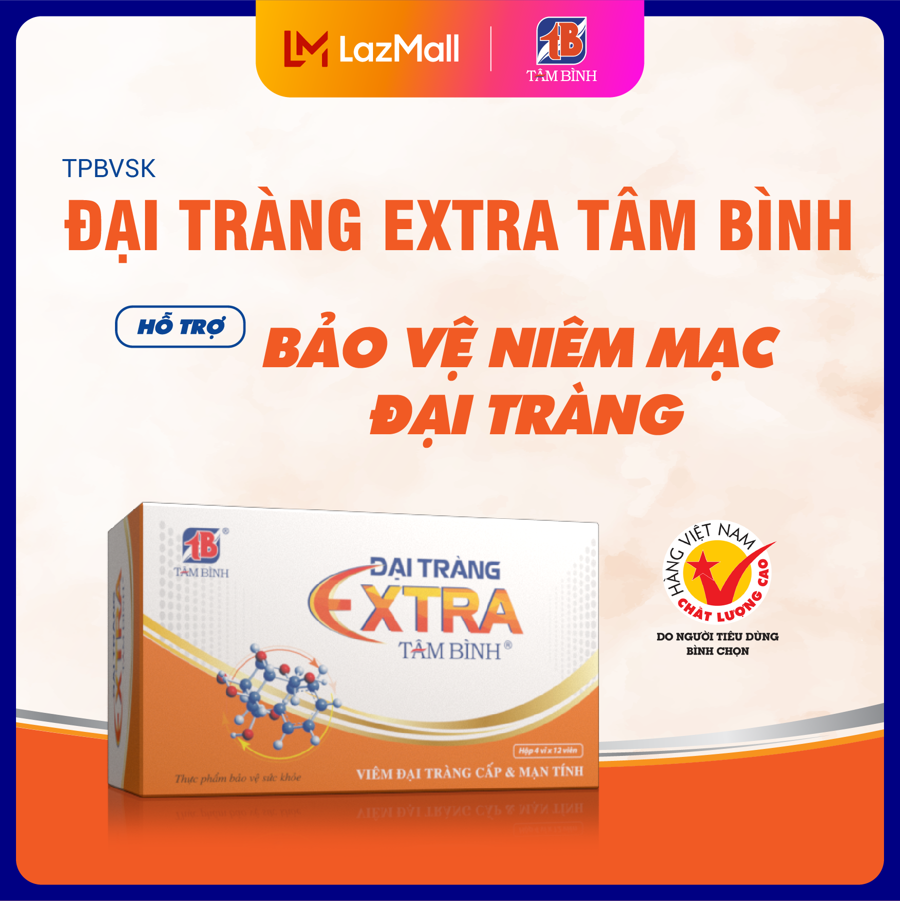 Đại tràng Extra Tâm Bình dành cho người đại tràng cấp và mãn tính hộp 5 vỉ x 12 viên