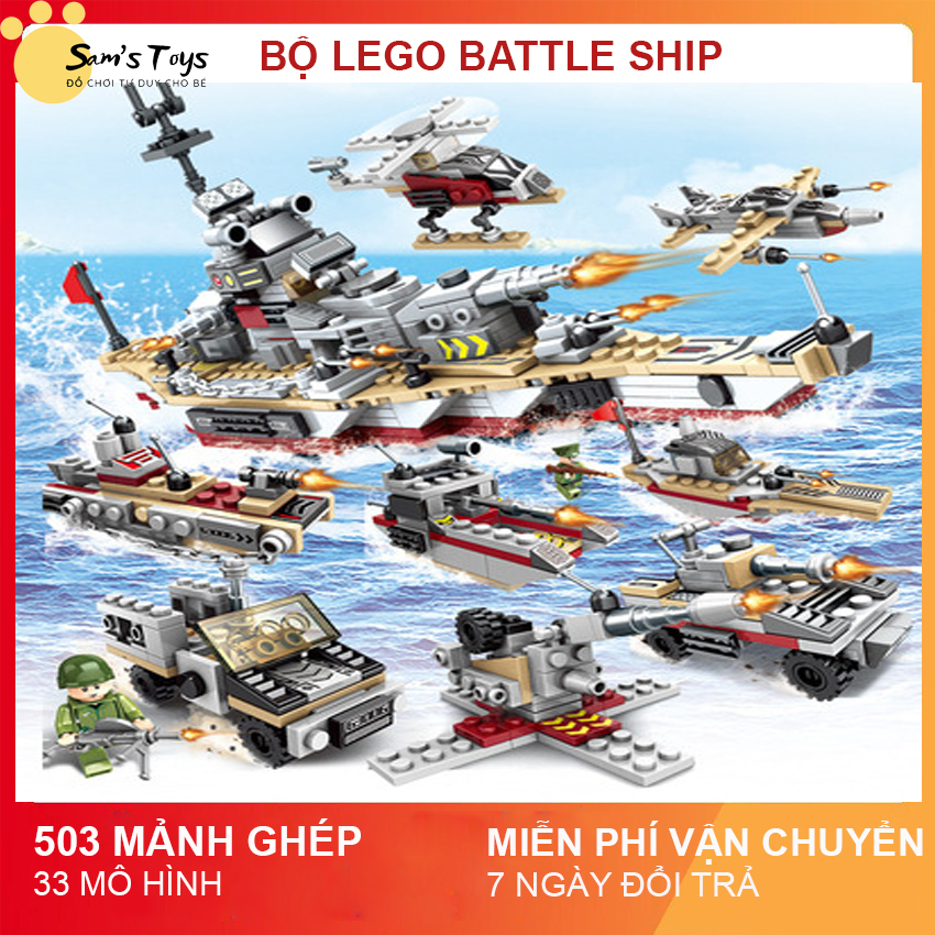 [MUA 1 TẶNG 3] Đồ chơi Le go lắp ráp BATTLE SHIP 503 chi tiết, 33 tạo hình, chất liệu nhựa ABS cao cấp, giúp bé phát triển tư duy, xả streess sau giờ học căng thẳng, le go cho bé trai, đồ chơi trẻ em
