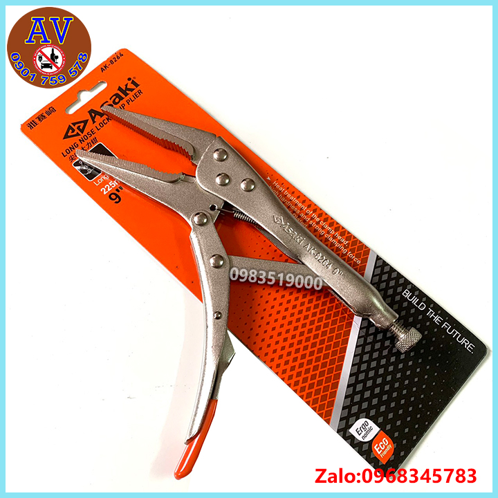 Kìm chết mỏ nhọn Asaki 9inch / 25cm- Kìm bấm chết miệng dài Asaki 25cm