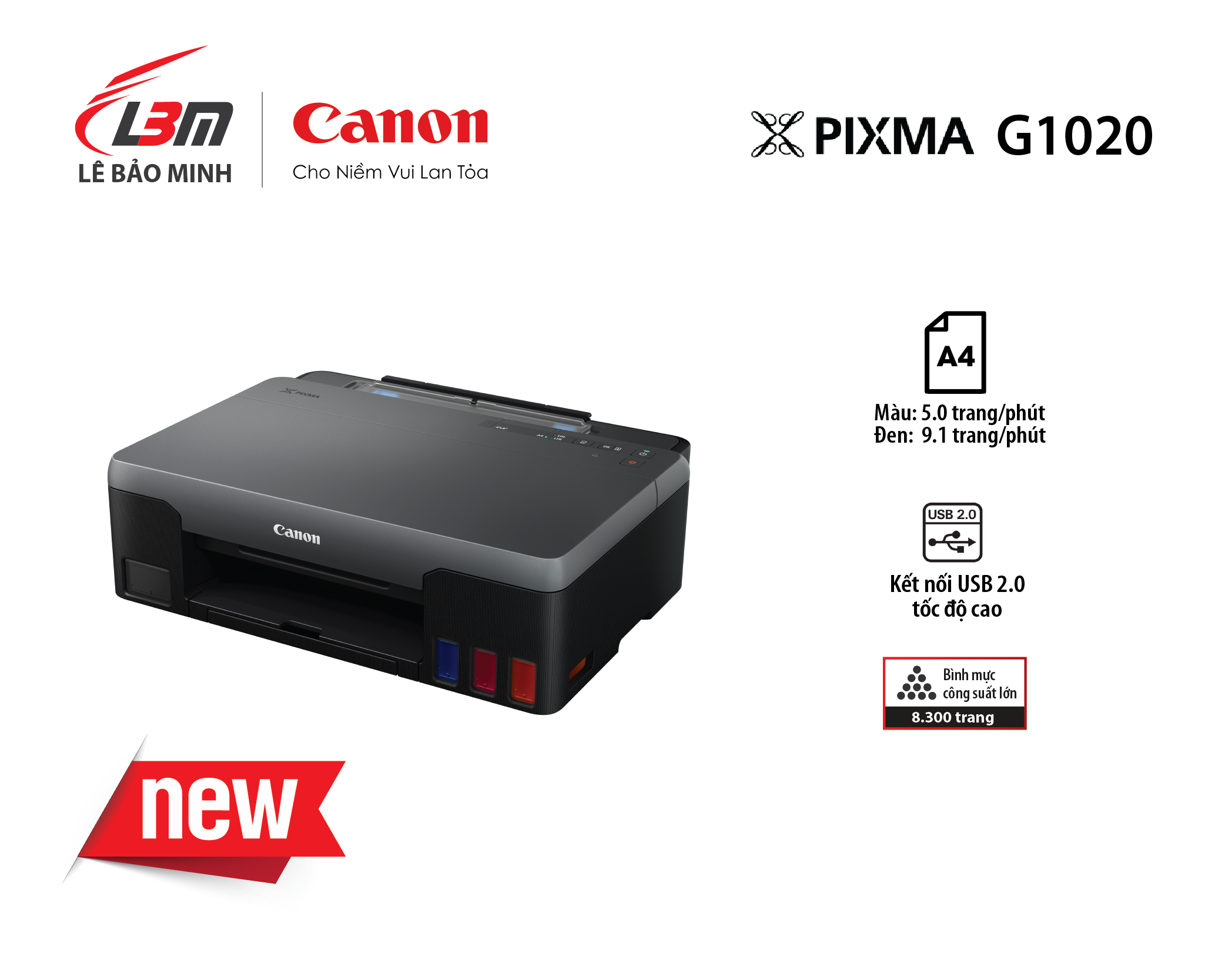 Máy in phun màu đơn năng canon g1020 - giá khuyến mãi khi ký dịch vụ tga