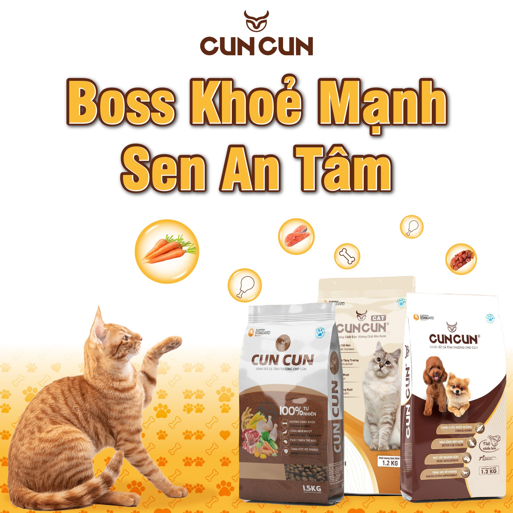 Thức ăn hạt khô cho chó mèo không chất độn không chất bảo quản Cun Cun Cuncun Việt Nam