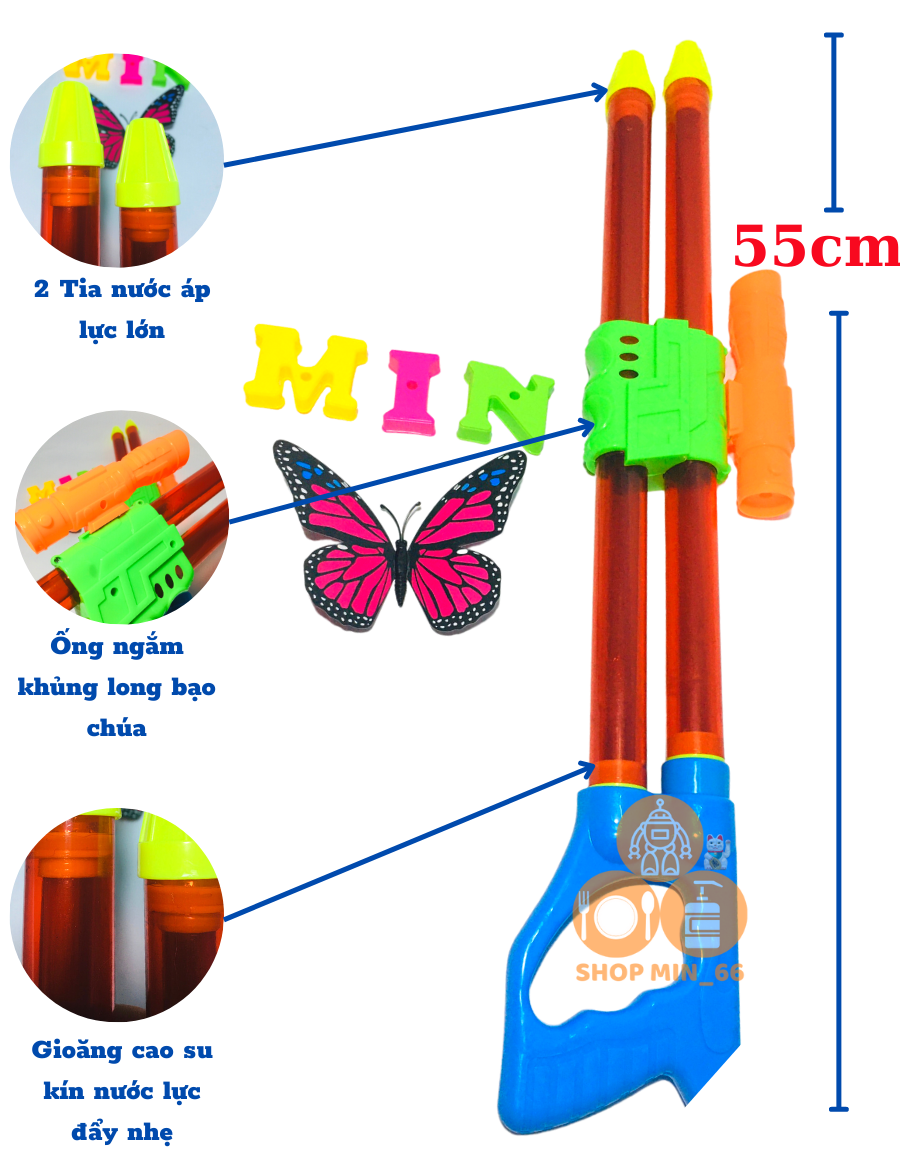 Đồ chơi bắn nước 2 vòi, súng nước cỡ siêu lớn 55cm