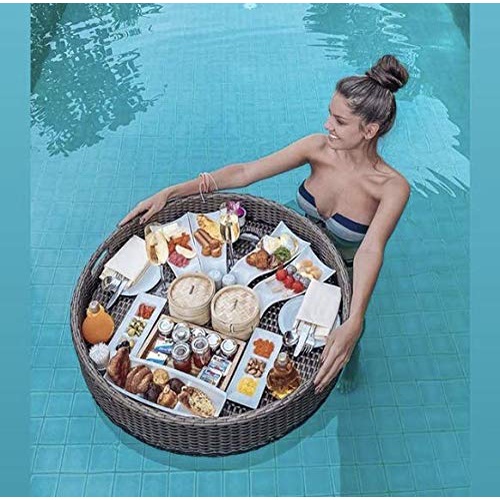Khay nổi bể bơi hình tròn 70x70cm & 80*80cm khay mây nhựa nổi hồ bơi