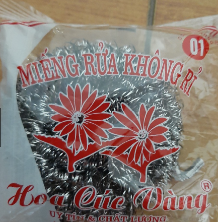 Búi sắt cọ xoong nồi không rỉ Hoa Cúc Vàng