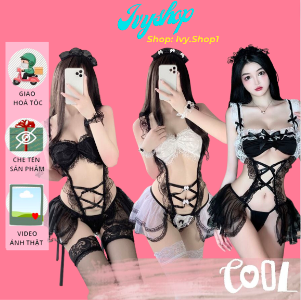 Bộ Đồ Ngủ Cosplay Sexy Hầu gái, Tiếp Viên - Bộ ĐỒ Lót Sexy Dj Bar Sàn - HGD004 HGD002