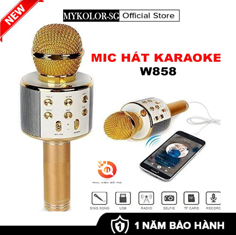 Micro karaoke công nghệ mới - ws858 kết nối bluetooth điện thoại, máy tính bảng, chức năng thay đổi giọng nói vui nhộn.
