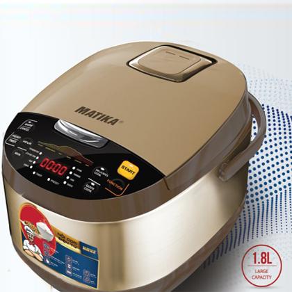 Nồi cơm điện matika 1,8l 860w chức năng ủ 3d màu nâu mtk - rc1885