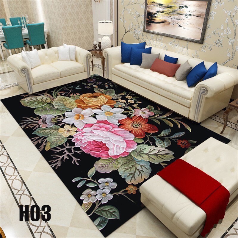 Thảm trải sàn bali 5d mẫu mới 1m6x2m3 hình hoa họa tiết