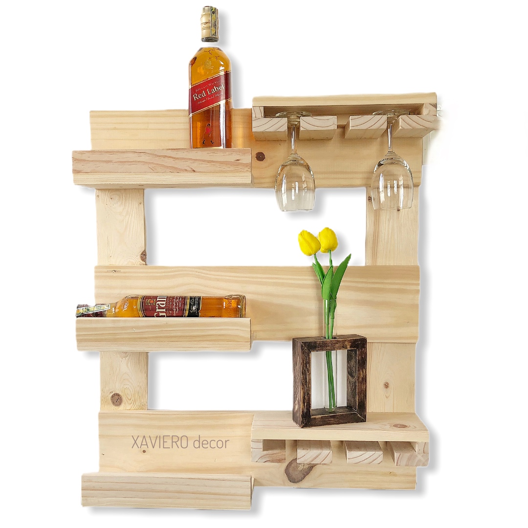 (Gỗ Tự Nhiên) Kệ Treo Ly Kệ Rượu Treo Tường