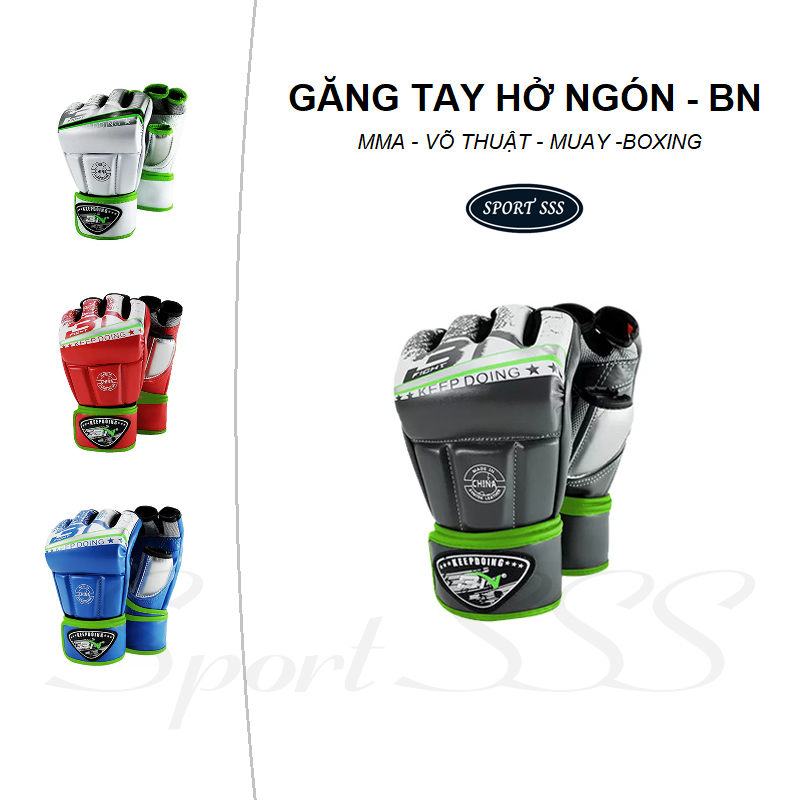 Găng tay hở ngón bn - mma - boxing - võ thuật - muay cao cấp