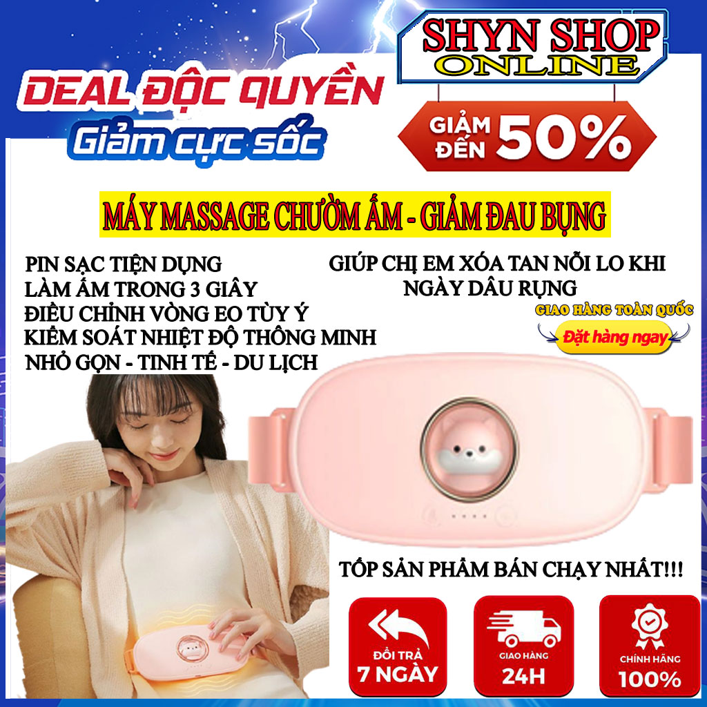 Đai massage bụng kinh, dai đeo chườm ấm giảm đau bụng kinh nguyệt, đai giảm mỡ bụng, mát xa lưng cột sống, cổ vai gáy, đai maxsa toàn thân đa năng, Đai chườm nóng chườm bụng, đai massage bụng 2in1 chườm nóng