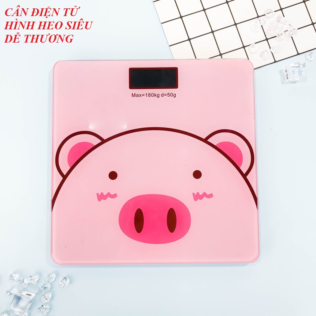 [HÀNG BÁN CHẠY] [TẶNG KÈM PIN] - CÂN ĐIỆN TỬ HÌNH HEO VỚI THIẾT KẾ MẶT KÍNH CƯỜNG LỰC CAO CẤP - CÂN SỨC KHỎE HÌNH THÚ CHỊU LỰC LÊN ĐẾN 180KG - CÂN ĐO NHIỆT ĐỘ