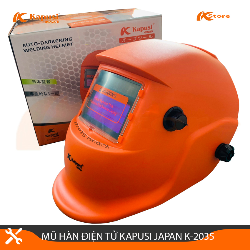 MŨ HÀN ĐIỆN TỬ NHẬT KAPUSI K-2035 TỰ ĐỘNG ĐIỀU CHỈNH SÁNG TỐI, KÍNH HÀN CAO CẤP CHỐNG LÓA BẢO VỆ MẮT