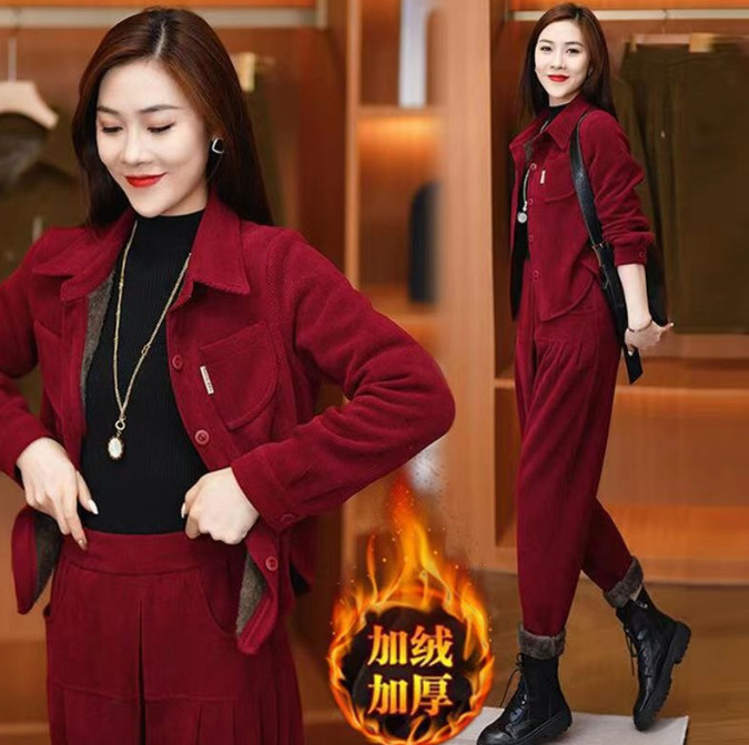 Set bộ nhung nỉ tăm bên trong lót lông, set nhung tăm quảng châu cao cấp, mã d12