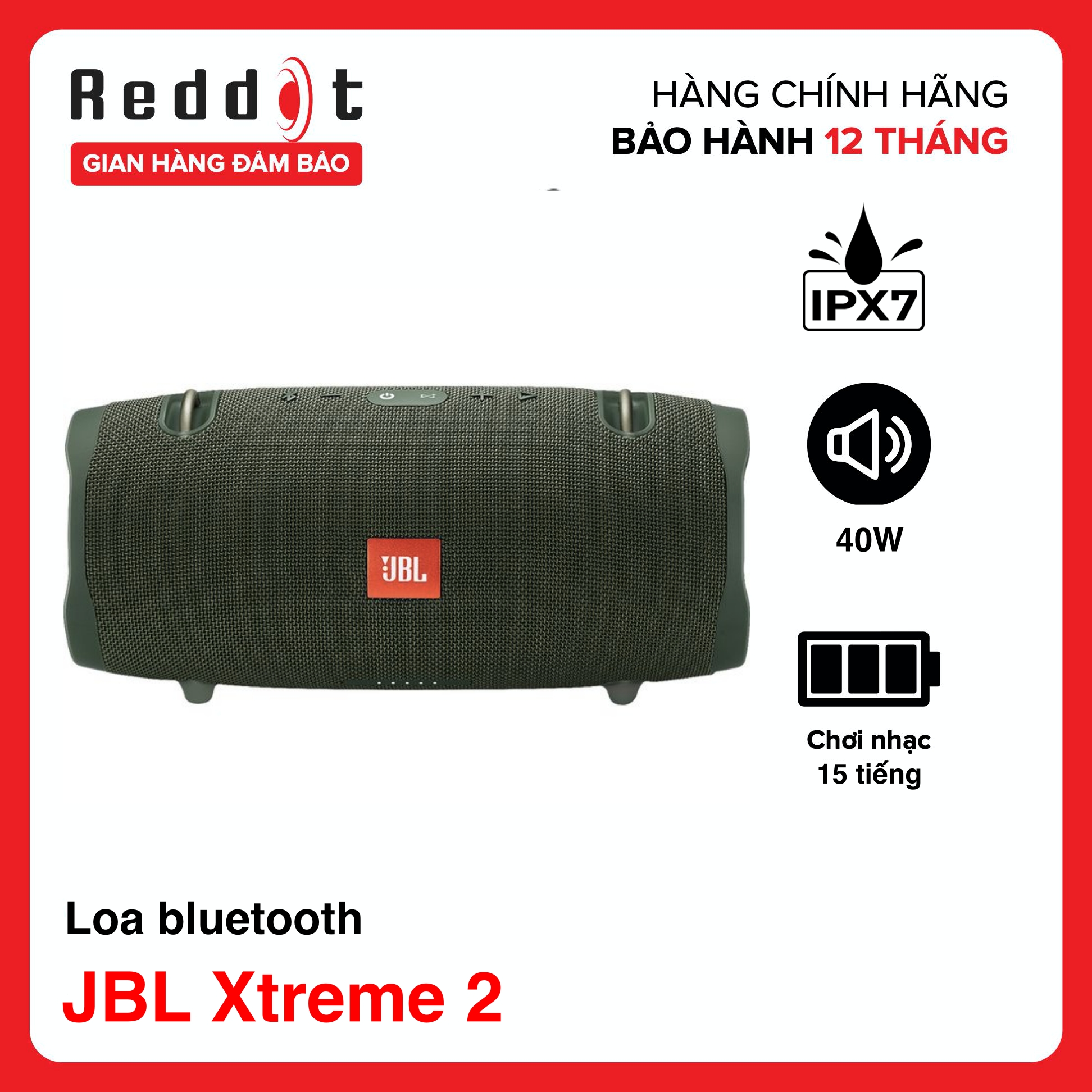 Loa bluetooth JBL Xtreme 2 Chính Hãng – Loa Công Suất Lớn JBL XTREME 2 - Âm Thanh Sống Động Bass Cực Hay Chống Nước, Công Suất Mạnh Mẽ Pin Trâu, Kháng Nước IP67 - Chơi Nhạc 15 Giờ - Bảo Hành 12 Tháng.