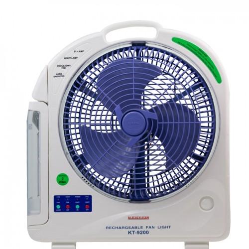 Quạt sạc kiêm đèn sạc 2 bình Kentom KT9200 (Trắng)