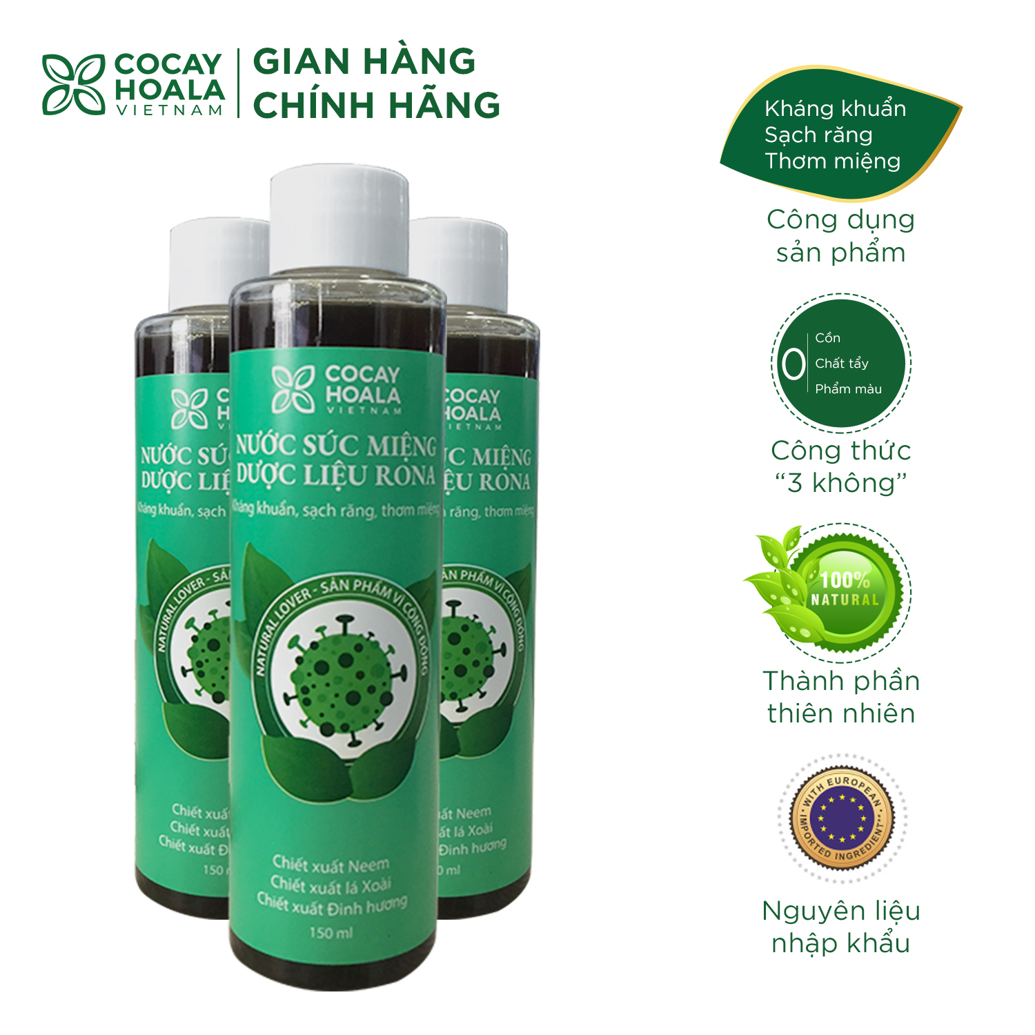 Nước súc miệng dược liệu RONA CoCayHoaLa - Khỏi lo Chảy máu chân răng viêm lợi hôi miệng