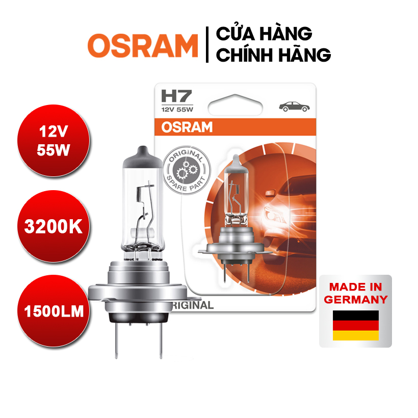 Bóng đèn halogen osram original h7 12v 55w - nhập khẩu chính hãng