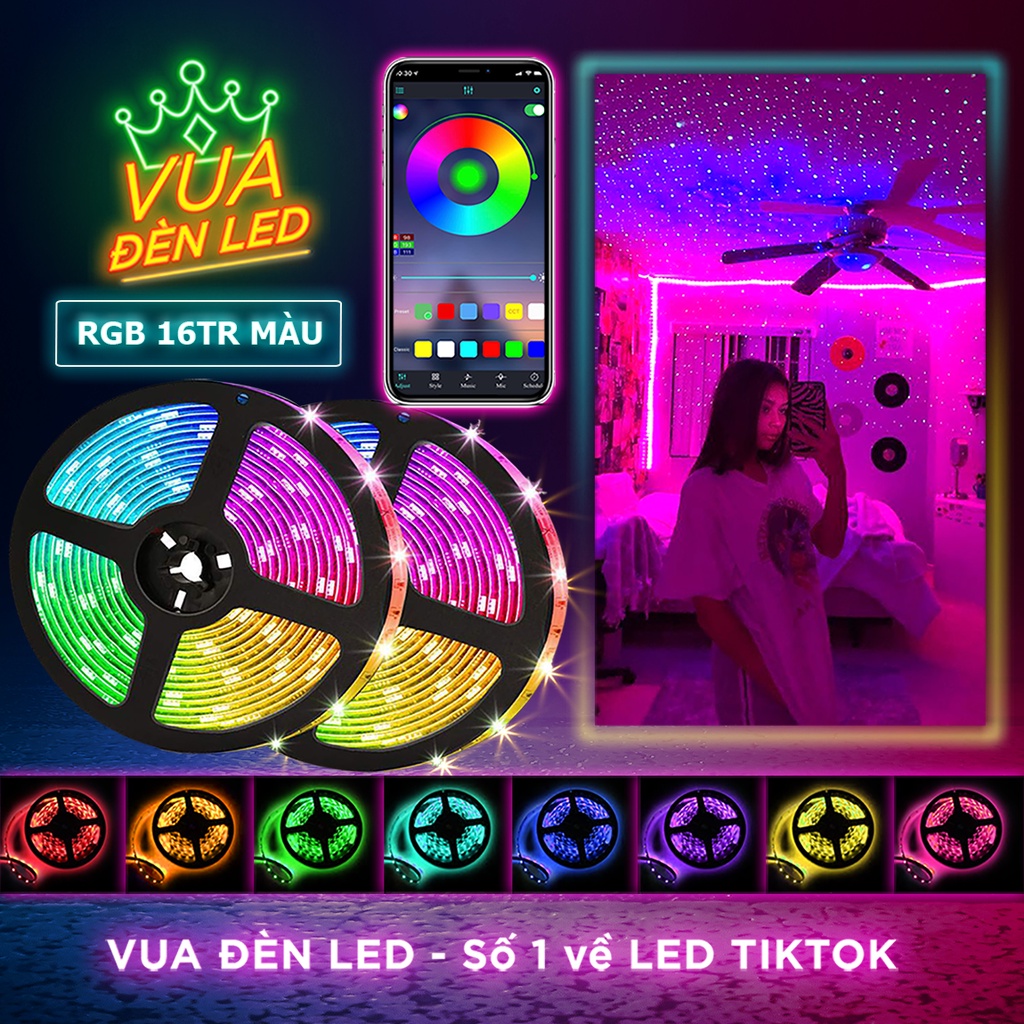 Dải Đèn LED Decor Phòng Ngủ, Trang Trí Nhà Cửa Ngày Lễ Tết, đèn led theo nhạc, dây đèn led trang trí, đèn led trang trí phòng ngủ, đèn led 16 triệu màu