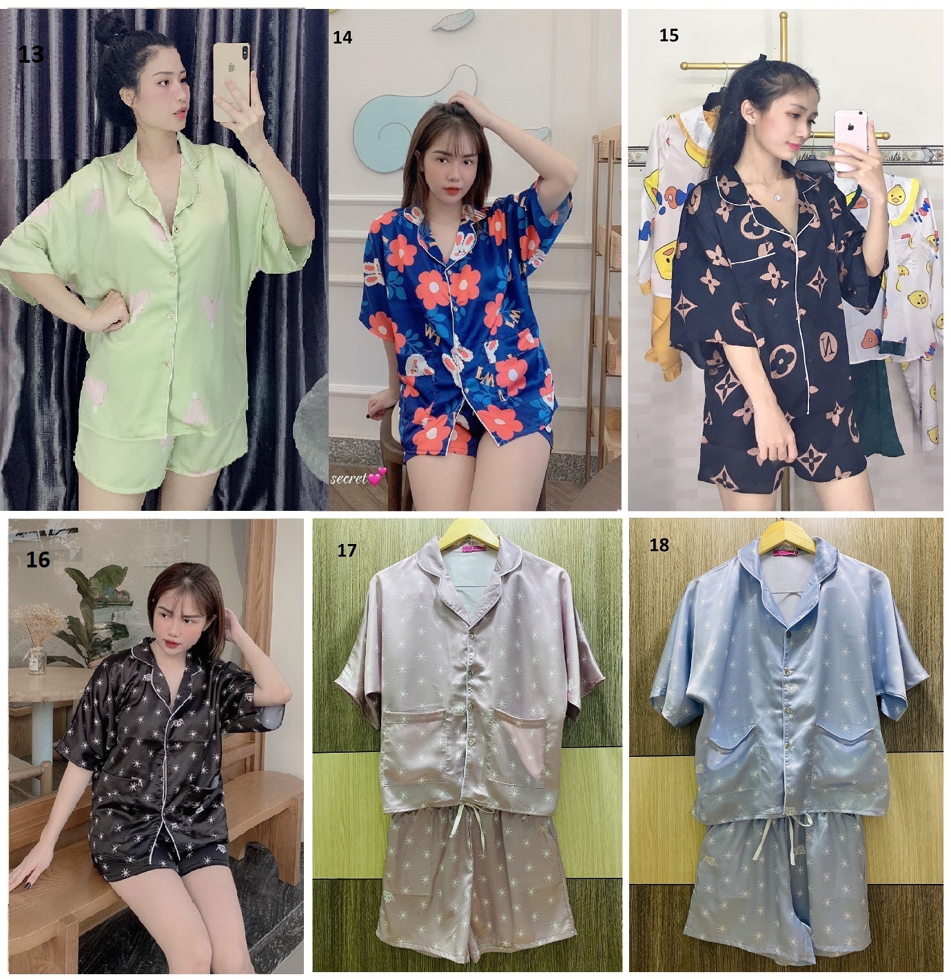 [HCM]Đồ Bộ Lụa Satin Tay Cánh Dơi Quần Đùi (Part 2)