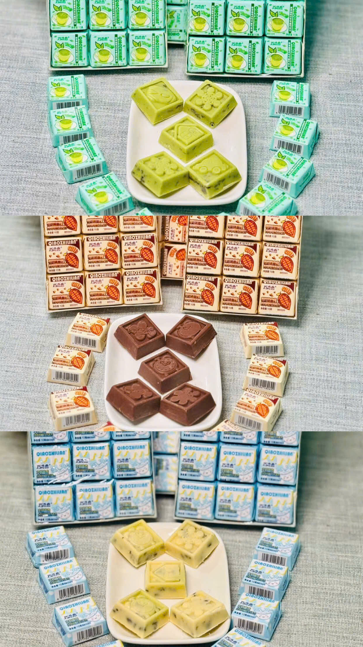 [ Sẵn hàng] Combo 500g Socola Qiaozhilian/Sô cô la nhân Qiaozhilian hộp vuông nhỏ 6 hương vị thơm ngon ăn hoài không ngán