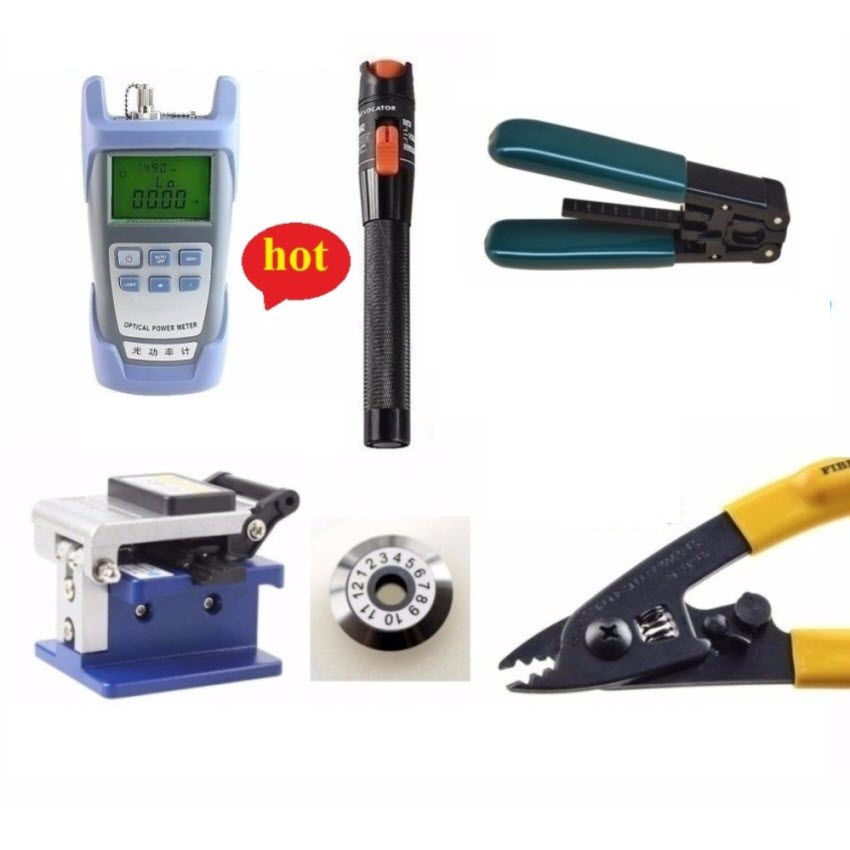 Dao cắt quang FC-6S, Bút soi quang 10km, Máy đo công xuất quang, Kìm tuốt quang, Kìm tách vỏ quang Tặng lưỡi dao 12 lỗ