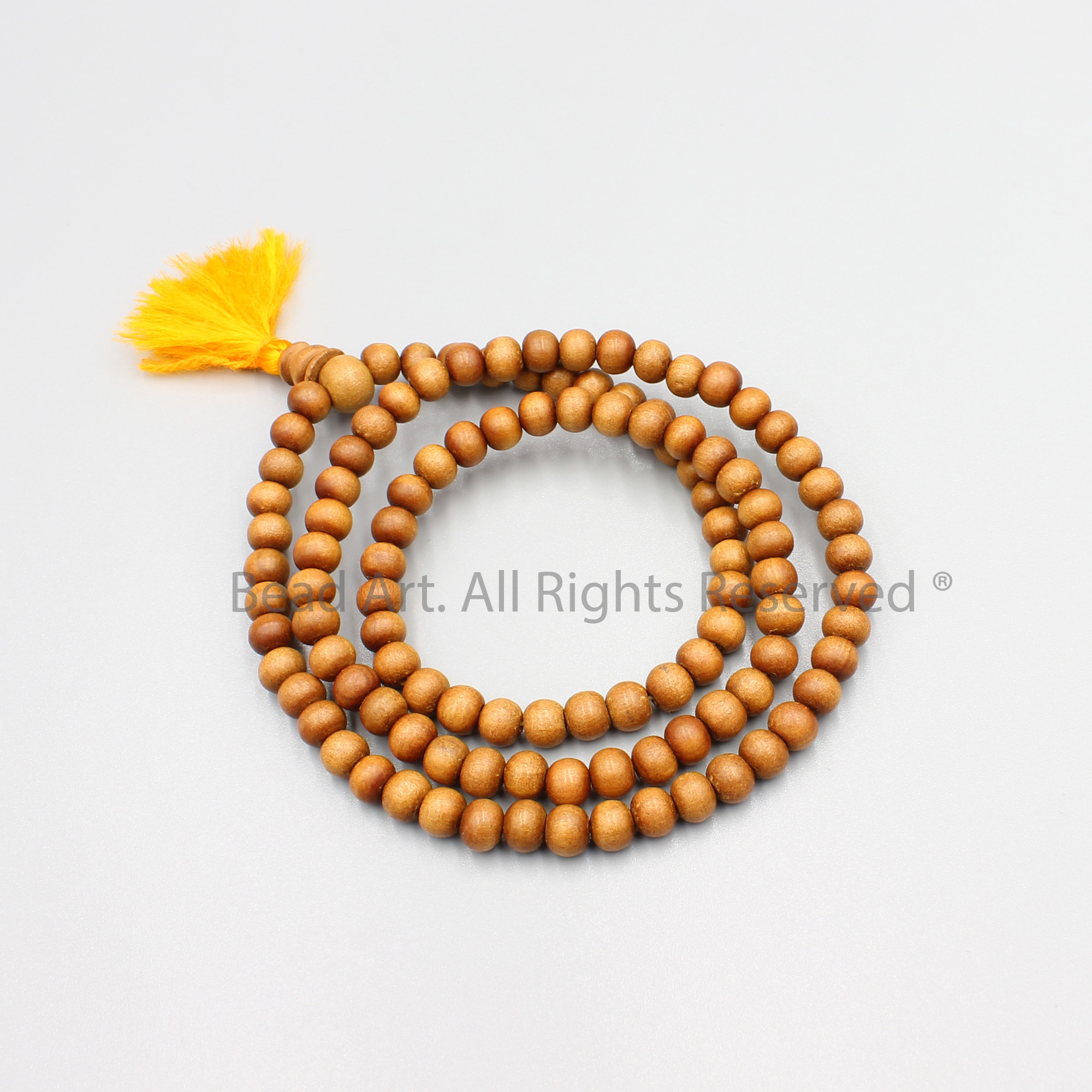 Chuỗi Tràng Hạt 108 Hạt Đàn Hương Trắng, Chiên Đàn Trắng (White Sandalwood) Tự Nhiên 6mm Từ Ấn Độ, Vòng Tay Phong Thuỷ, Mệnh Mộc, Hoả - Bead Art