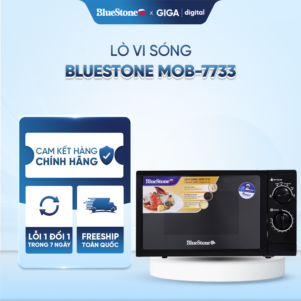 Lò vi sóng BlueStone MOB-7733 25L - Công suất 1400W - Đa chức năng: rã đông, nấu, hâm nóng - BH 24 Tháng