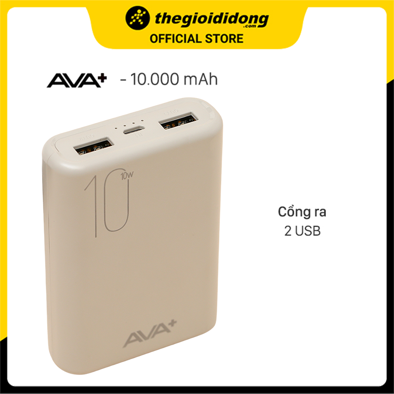 Pin sạc dự phòng polymer 10000mah ava+ pj jp192 xám hàng like new cục sạc dự phòng giá rẻ - pin dự phòng 2 cổng sạc-sạc dự phòng sạc nhanh