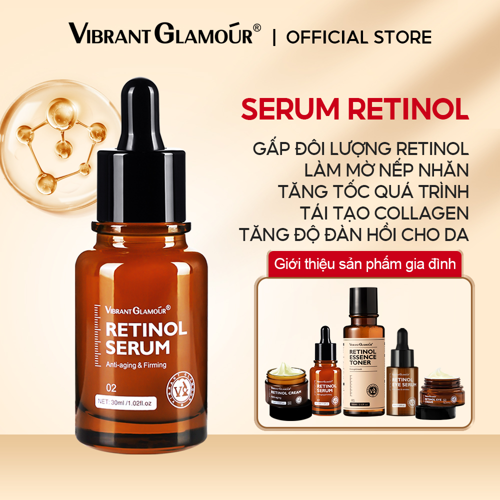 VIBRANT GLAMOUR giảm giá 20% Retinol Facial Serum Chống nhăn giảm nếp nhăn giảm đường kẻ mắt loại bỏ mụn đầu đen loại bỏ quầng mắt làm sáng điểm Làm trắng và sáng 30g