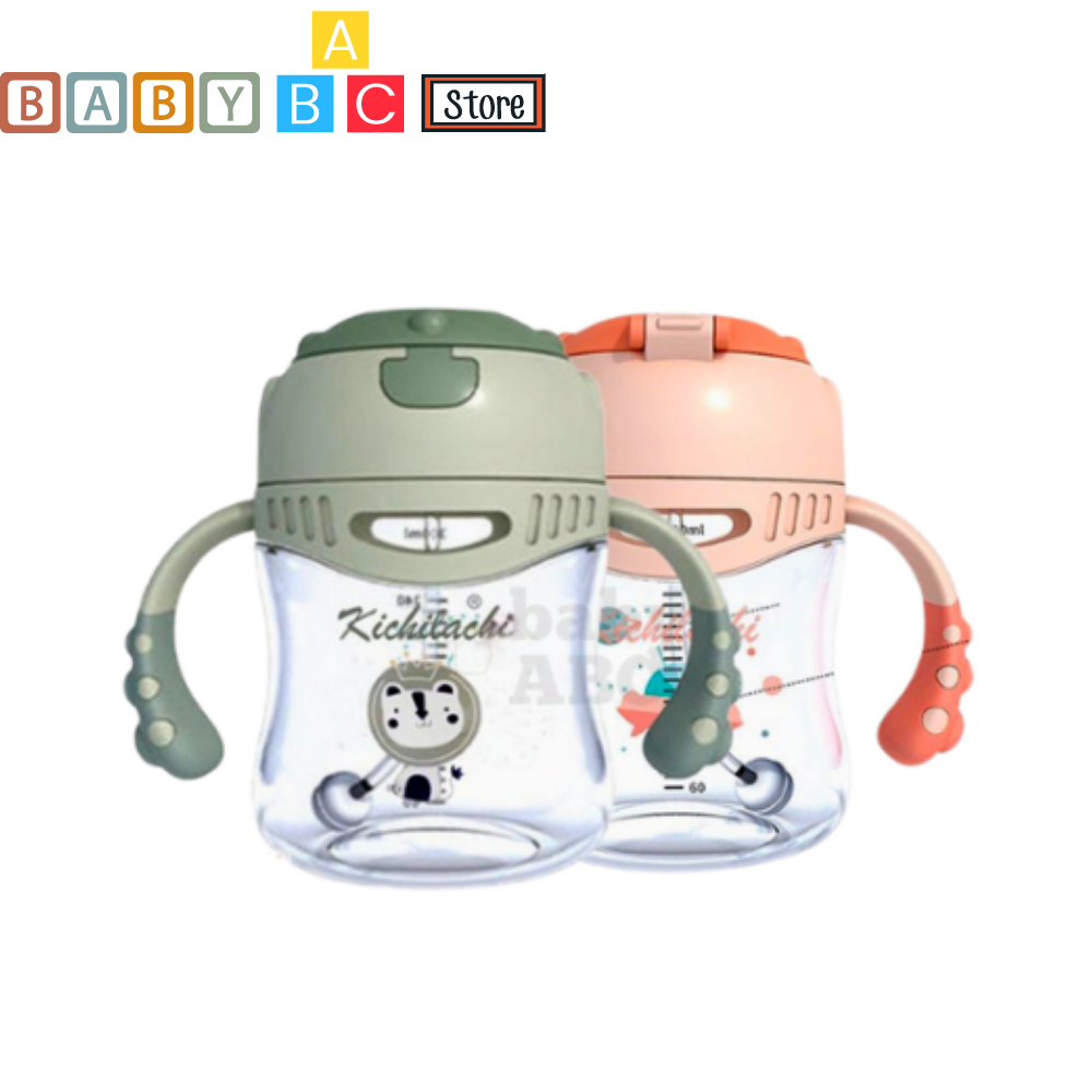 Bình Tập Uống Nước Ống Hút Kichilachi Nhựa Tritan Cao Cấp Dung Tích 300ml