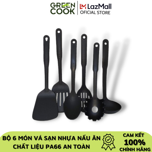 Bộ 6 món vá sạn nhựa nấu ăn Green Cook chất liệu PA66 an toàn sức khỏe sản xuất tại Việt Nam - Hàng chính hãng greencook