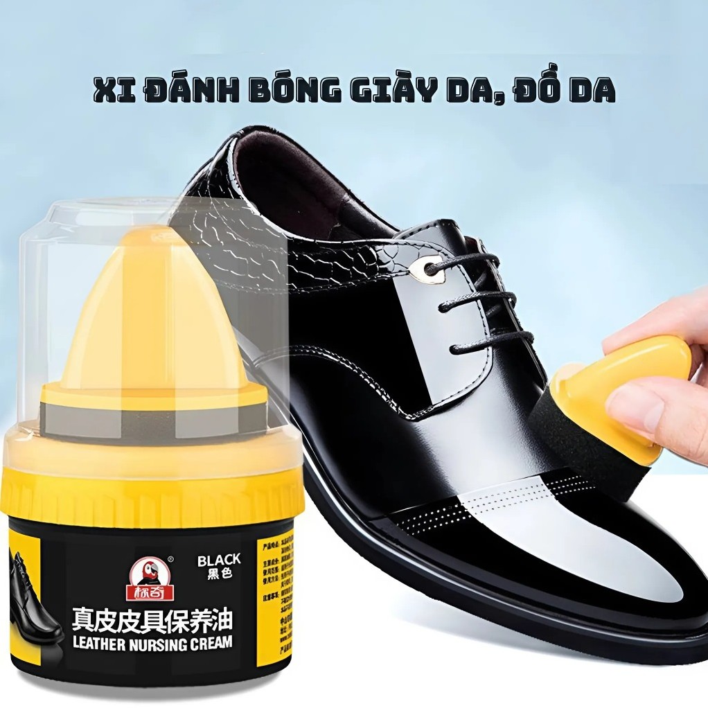 Xi Đánh Giày Da 60g Kèm Mút – Xi Dưỡng Bóng Đồ Da Phục Hồi Che Xước Chống Nứt Cho Giày Túi Ví Da