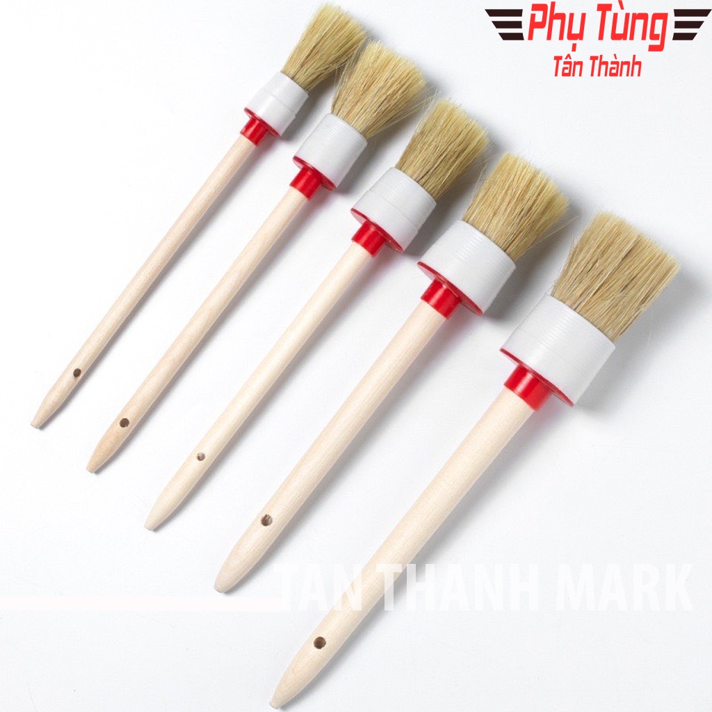 Bộ 5 cọ lông heo cán gỗ rửa xe-pttt