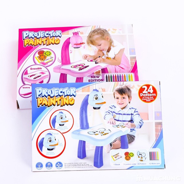 đồ chơi bàn vẽ có đèn chiếu thông minh cho bé tập học vẽ có nhạc 24 hình dùng pin AA , Bàn Học, Tập Tô, Vẽ Cho Bé Có Đèn Chiếu Sáng Thông Minh