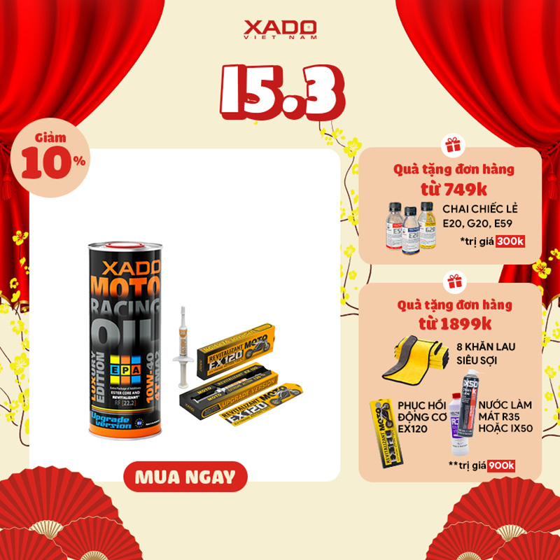 Combo nhớt xe số xado racing upgrade 10w40 1l + phụ gia xado ex120 moto 4ml - xado store offcial