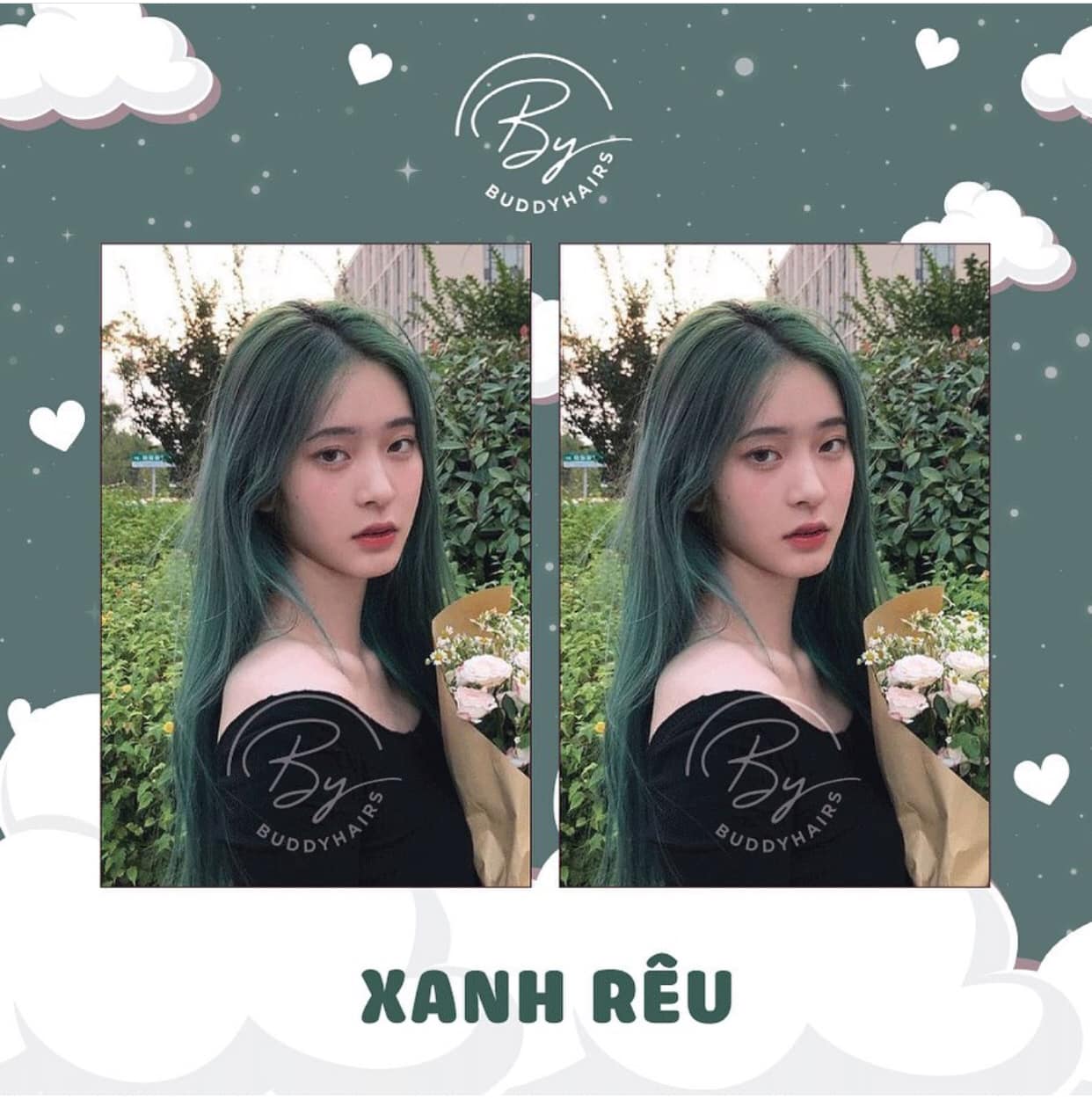 Combo nhuộm tóc xanh rêu +TẶNG kèm oxy trợ nhuộm