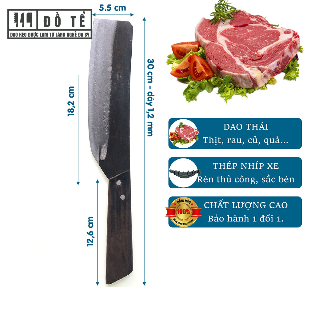 Dao thái nhíp 100% , dao bài, dao thái thịt - xưởng rèn đồ tể - đa sỹ - hl01