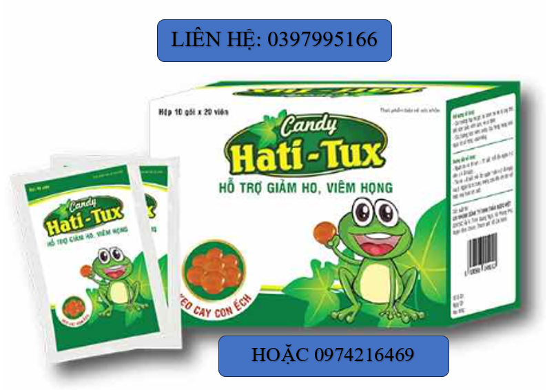 Kẹo ngậm con ếch - Kẹo ngậm Hati-Tux gói 10 viên giúp giảm ho giảm viên họng cho cả nhà