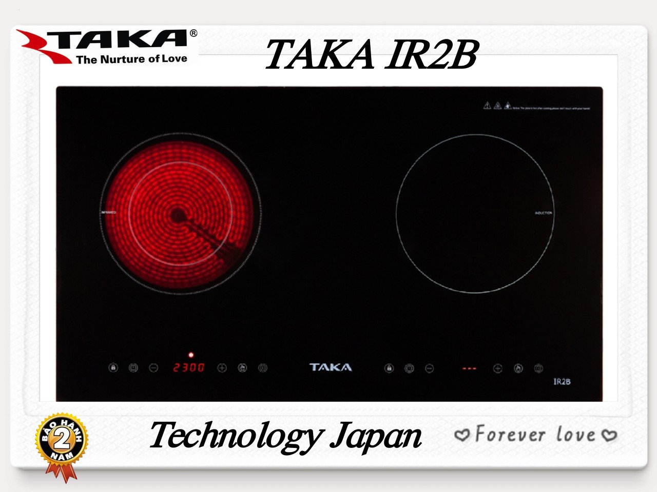 [Trả góp 0%]Bếp Đôi 1 Từ + 1 Hồng Ngoại Quality Japan TAKA IR2B