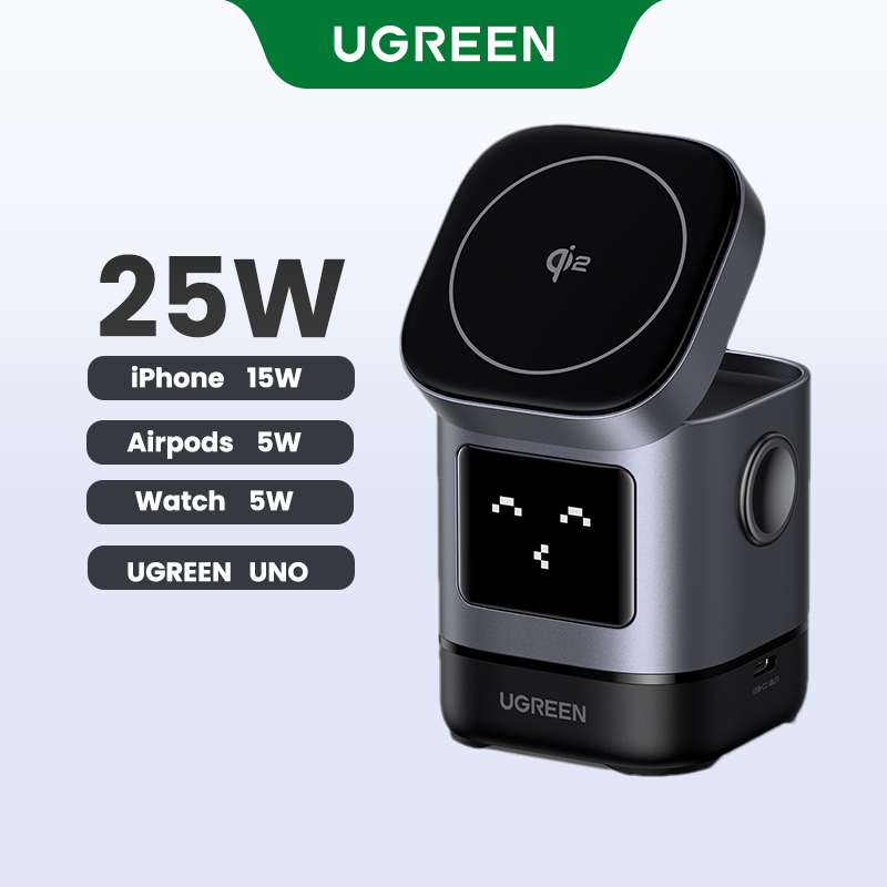 Hỗ Trợ Sạc Không Dây Qi UGREEN Uno Qi2 15W MPP Fast Wireless Charger for iPhone 16 15 14 Pro Max iPhone 16 Plus AirPods iWatch Samsung S24 S23 Ultra Model:35569