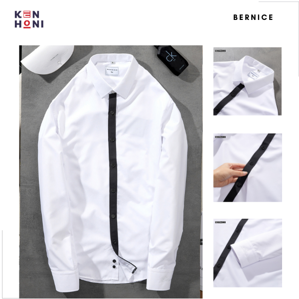 Áo sơ mi trắng nam dài tay, áo sơ mi nam công sở form hàn quốc không nhăn kenhoni bernice sk02