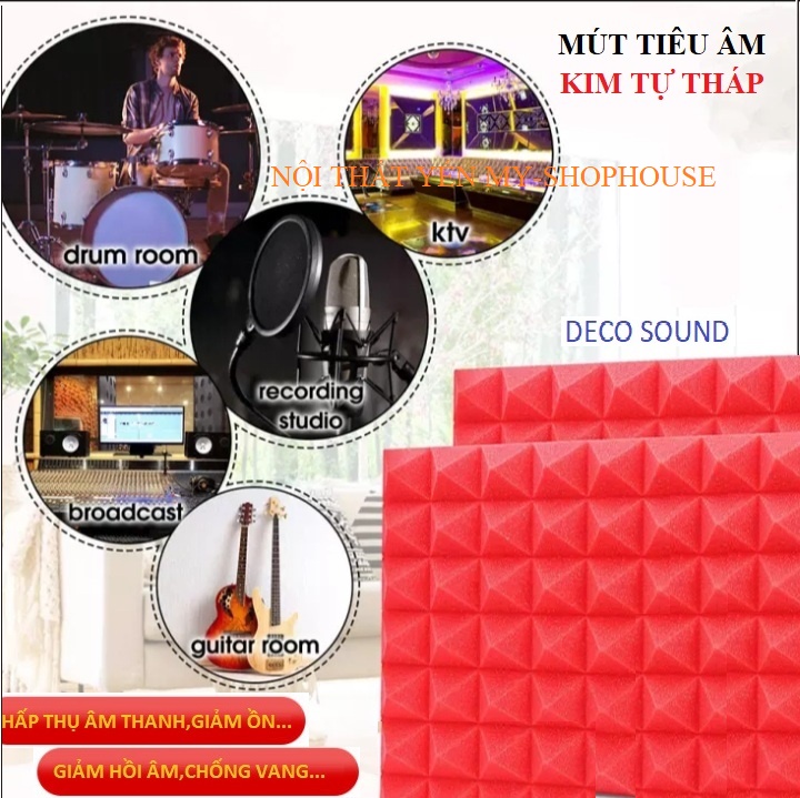 10 Tấm mút xốp tiêu.Cách âm hình kim tự tháp - Kích Thước 1 tấm  50*50cm dày 5cm