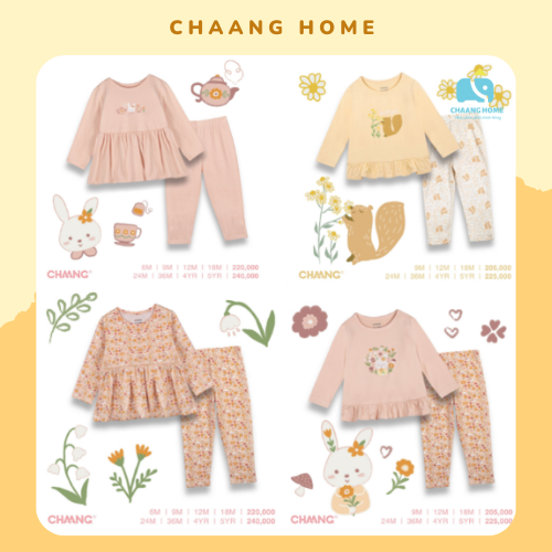 Chaang bộ dài tay babydoll thun thu đông cho bé gái Park