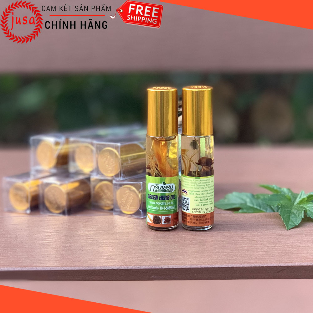 [HCM][ Hot Sale ] 1 Dầu Gió Thái Lan Green Herb Oil 8ml Từ Thảo Dược Nhân Sâm - Jusa