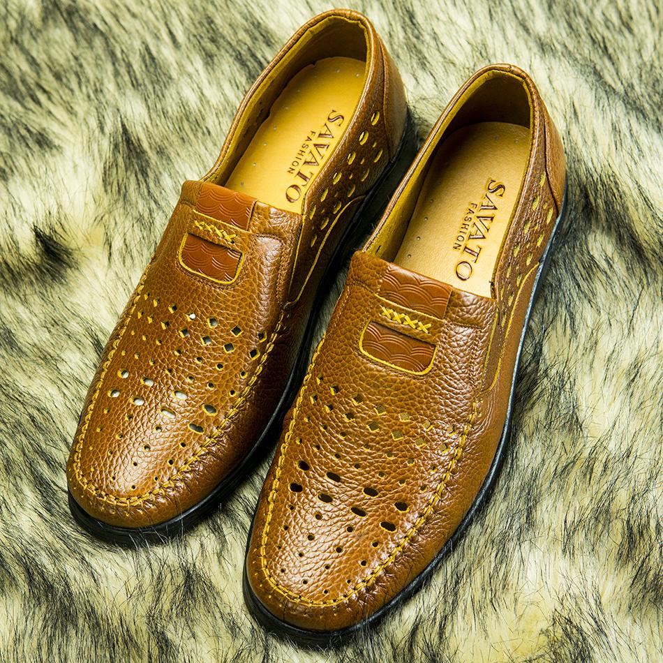 giày hè giày rọ giày lười nam da bò thoáng khí