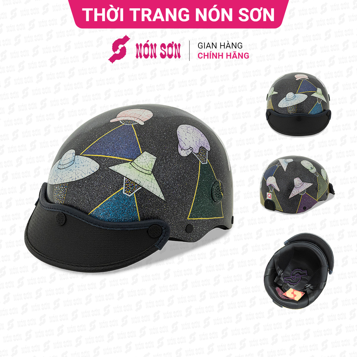 Mũ bảo hiểm sơn mài cao cấp thời trang chính hãng NÓN SƠN - SM-ĐN115