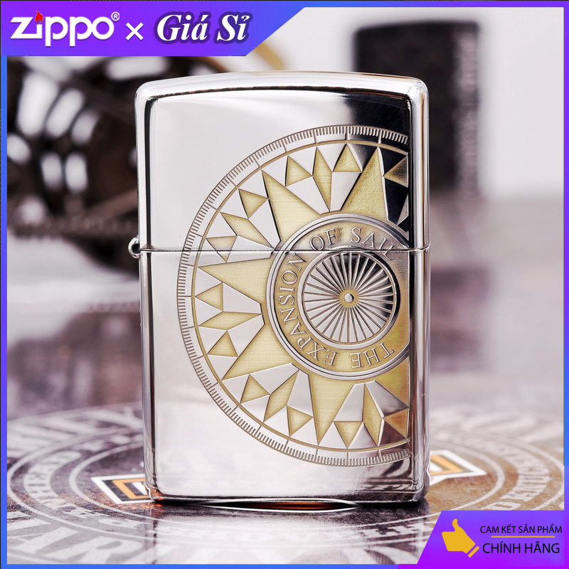 Bật lửa Zippo khắc La Bàn bản tiêu chuẩn mạ Chrome